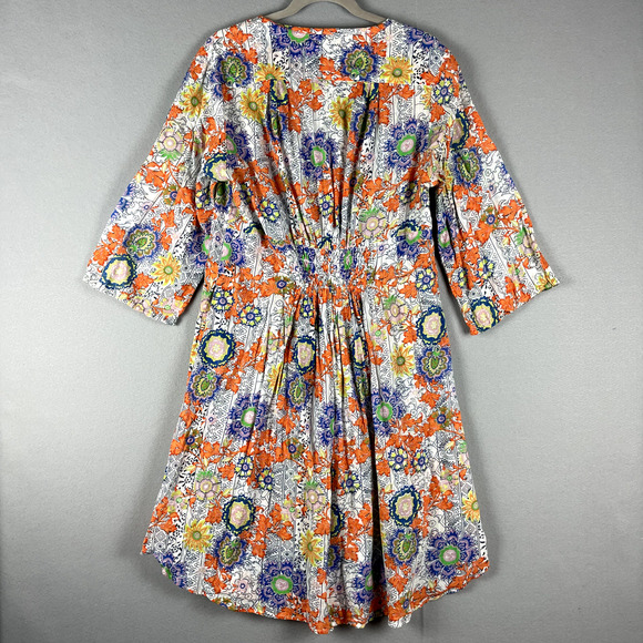 Ruby Yaya Floral Dress Womens XL V Neck Tassel Smocked Boho Peasant Colorful - Picture 12 of 16